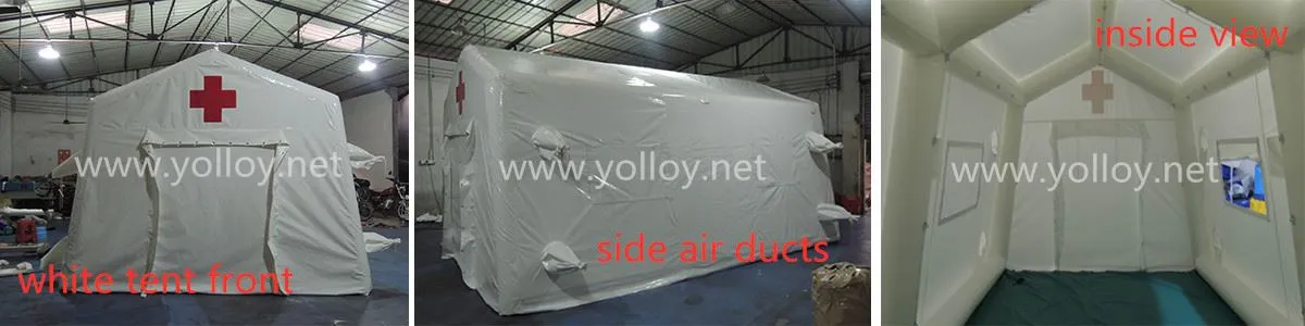 Detailed images of red cross inflatable medical tents